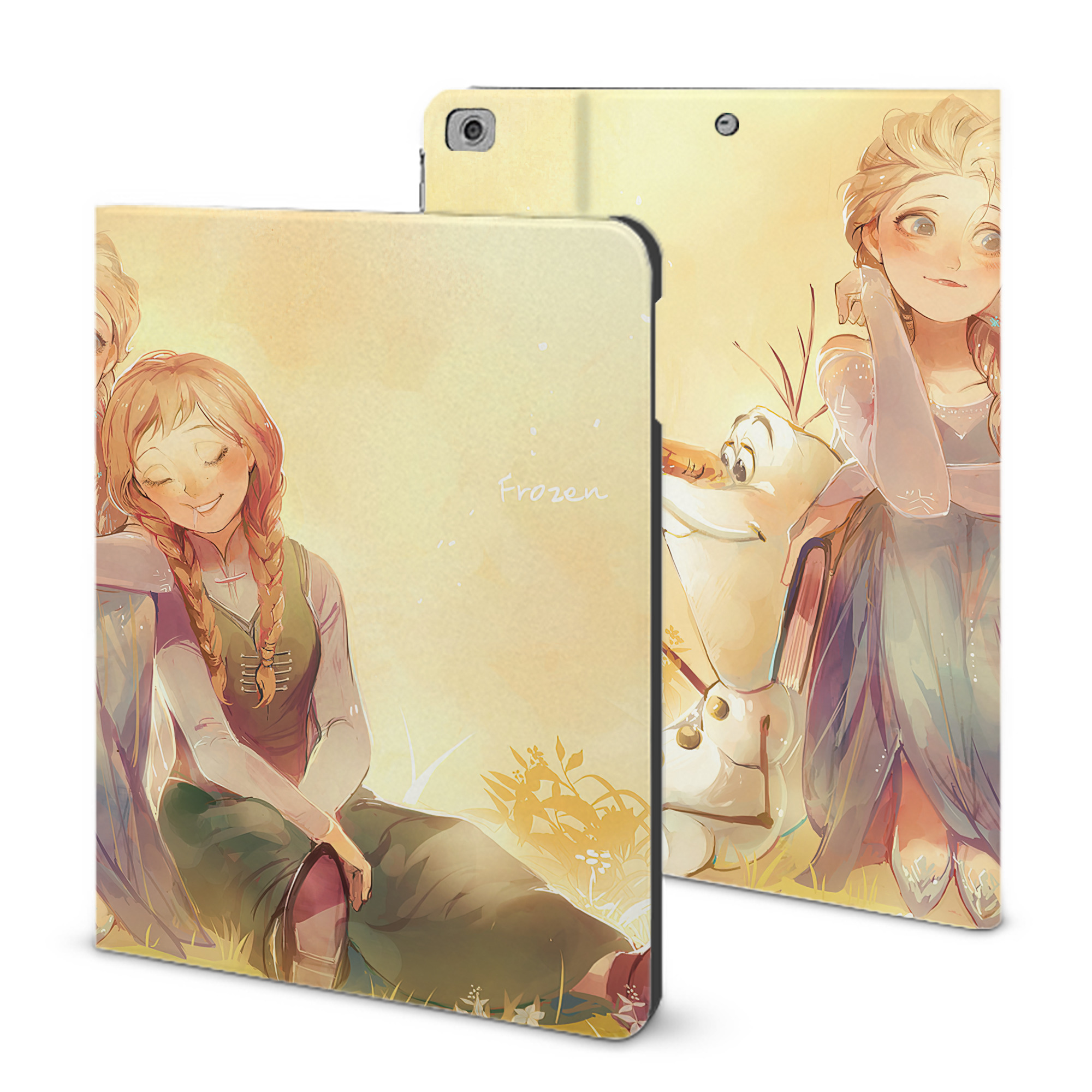 （画像用） アナと雪の女王 アンナ エルサ Frozen Anna Elsa IPad ケース ブック型 PUレザー TPU 耐衝撃 軽量 薄型 ペン収納なし 全面保護 IPad 各モデル対応